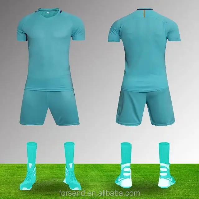 Yeni Tasarım Spor Forması Düz Mavi Renk Futbol Takımı Forması Özel Logo Üniforma
