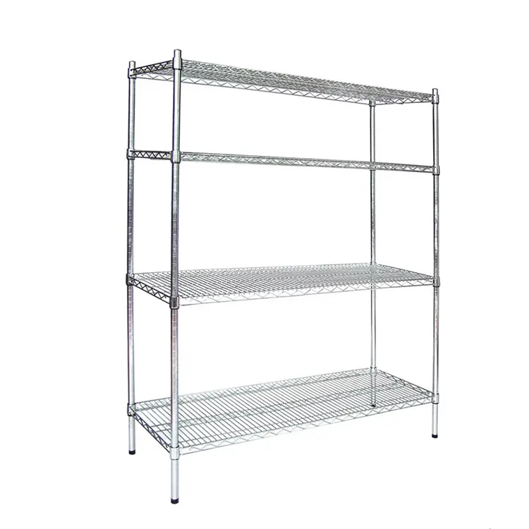 Guaranteed Quality Factory Price Oem/Odm Chrome Wire 4-Shelf Metal Shelving Rack