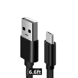 Нейлоновый Плетеный удлинитель USB C, кабели для сотового телефона, 6 футов, зарядный кабель типа C 2 м