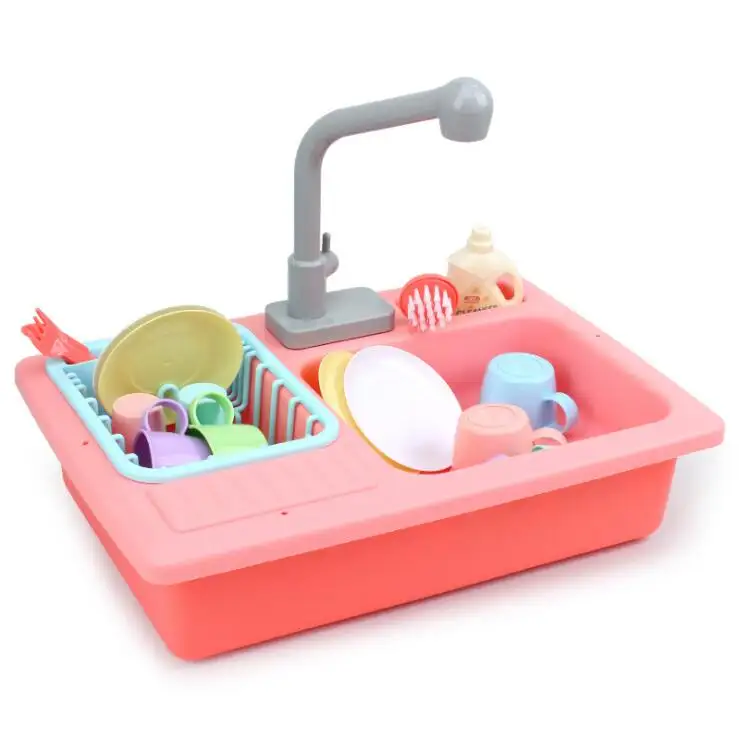 Yeni Çocuk Mutfak Oyuncak Oyna Pretend Plastik Tabaklar Yıkama Havuzu oyuncak Hediyeler Kızlar için