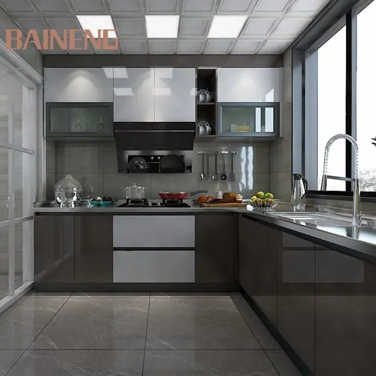 Popular new concept modular glass kitchen cabinet manufacturer supplies