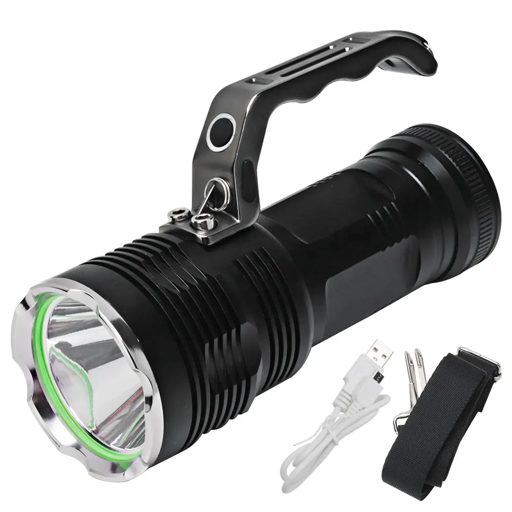 Luz de flash Led XHP50 de 2000 lúmenes de alta potencia, reflector led de mano potente recargable
