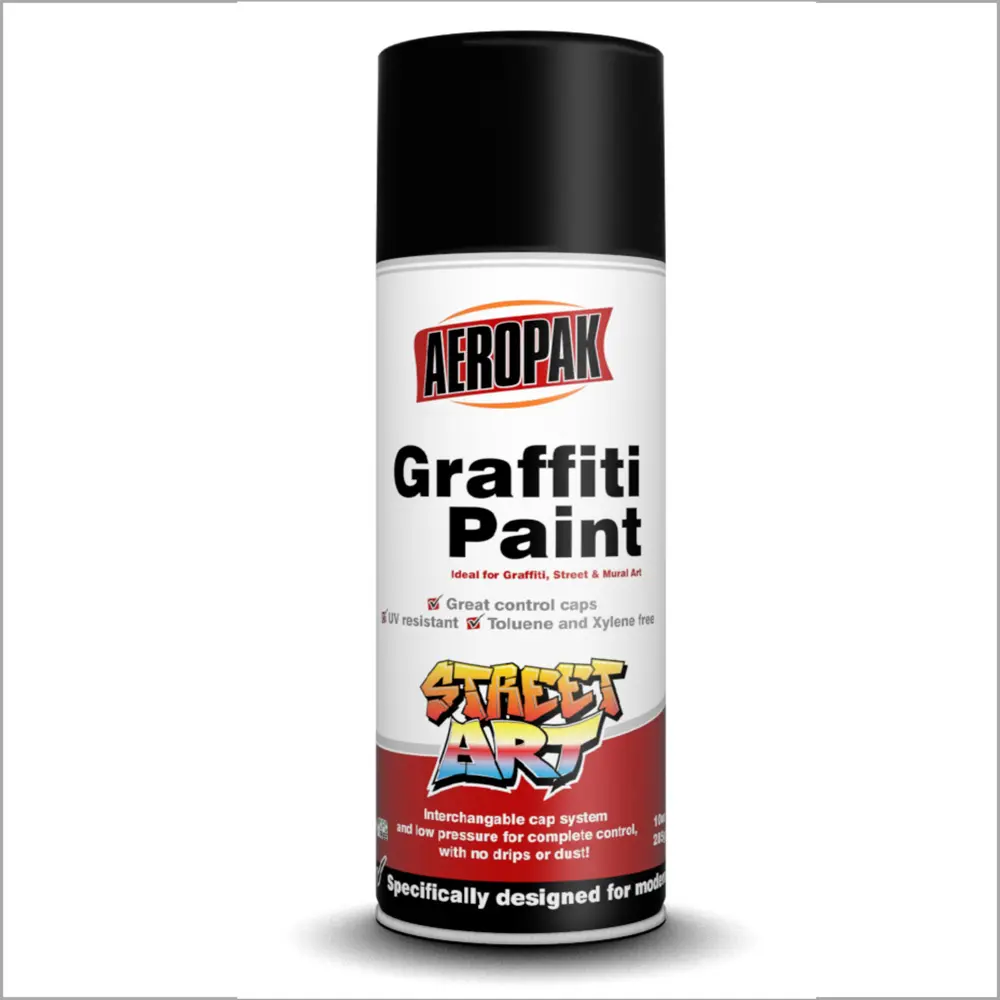Aeropak 400 Ml Graffiti Verf Grijs Kleur Voor Msds Certificaat Met Wall Art