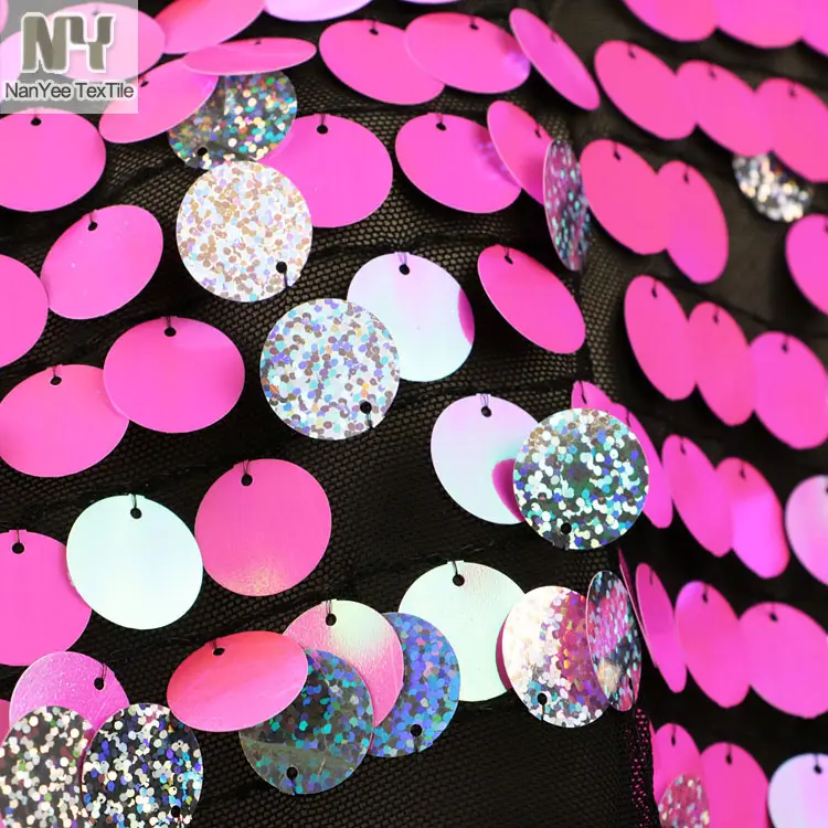 Nanyee 섬유 18 미리메터 백업 홀로그램 전면 핑크 형광 장식 조각 직물
