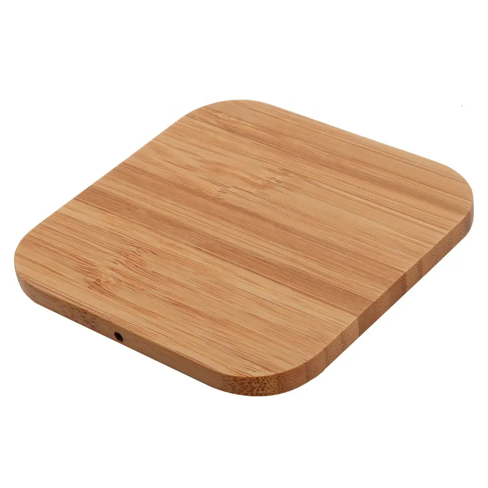 Ultra Slim Bamboo Wood Fast Wireless Charger Pad Custom Logo 10w 15w Wooden Qi Wireless Wooden Plate Phone Chargers for iPhone