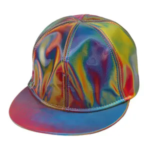 เครื่องแต่งกาย 3D โฮโลแกรมผลหมวก Iridescence สีเปลี่ยน Holographic PARTY Street Hip Hop Snapback หมวก