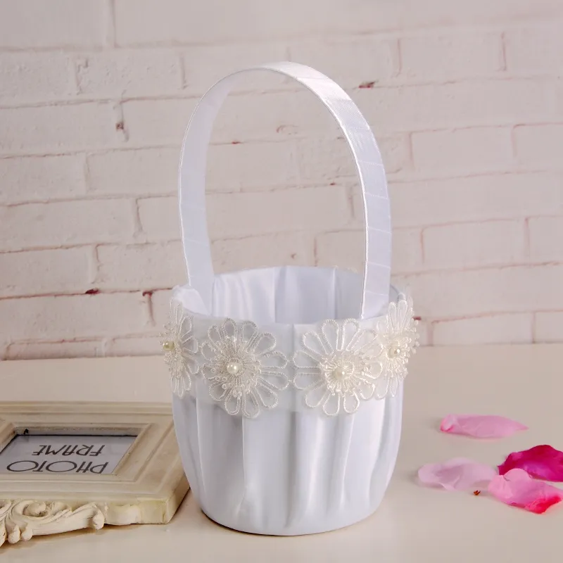 Hot-selling Flower Girl Basket Pearl Flower Piece Flower Basket For Wedding