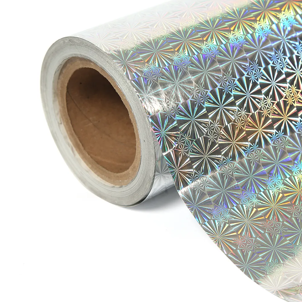 Rainbow hologram metallized paperboard