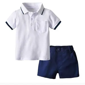 fashion cotton custom children 2pcs boys suits clothes