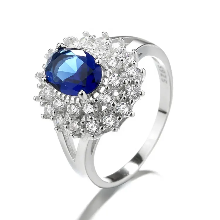 Women Fashion Black And White Sapphire Large Ring Rose Diamond Party Wedding Ring