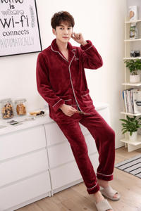 Pigiama Invernale <span class=keywords><strong>da</strong></span> <span class=keywords><strong>Uomo</strong></span> a Maniche Lunghe, Abbigliamento Comodo in Flanella per Casa, Prodotto <span class=keywords><strong>da</strong></span> Produttore Cinese - Product Image 3