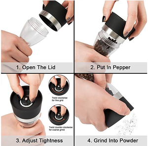Moulin à poivre en forme de sablier 2 en 1, double tête, moulin à sel de mer et à poivre en poudre, meilleur shaker à épices, moulin à assaisonnement - Product Image 6