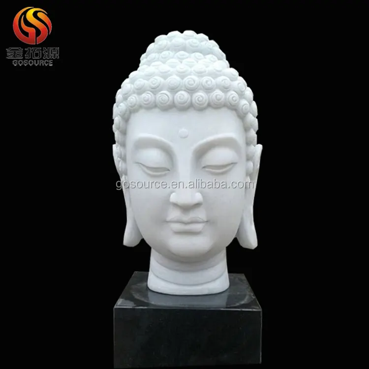 white marble stone buddha head