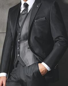 <span class=keywords><strong>Costume</strong></span> <span class=keywords><strong>homme</strong></span> 3 pièces, style 2025, smoking noir, revers en pointe, trois poches, coupe ajustée, WF021 - Product Image 5