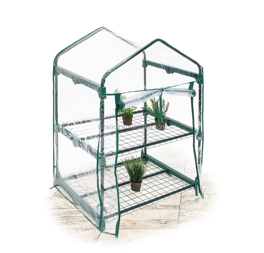 2 Tier Mini goedkope tuin Kas met Planken & Clear PVC Cover