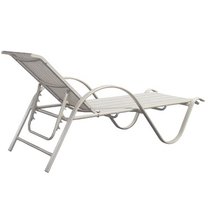 Outdoor Poolside Aluminum Chaise Lounge <strong>Sunbed</strong> Furniture Patio Garden White Teslin Sun Loungers - Product Image 4