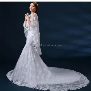 New Style Beaded Embroidery Strapless Neckline Zipper Back Mermaid wedding gown with a lace jacket bridal dress GS12