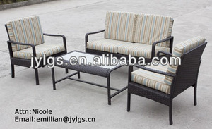 4- pièce patio, conversation ensemble canapé <span class=keywords><strong>en</strong></span> rotin avec coussins, <span class=keywords><strong>noir</strong></span>, sièges 4 - Product Image 1