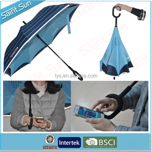 Double Couche Inverse Parapluie, Creative <span class=keywords><strong>Téléphone</strong></span> portable Parapluie Avec C Forme Poignée - Product Image 1