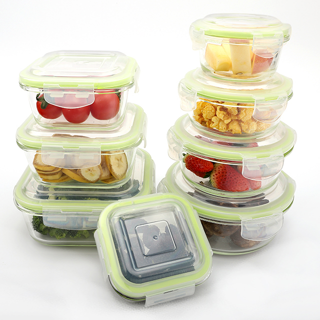 2 Food Container Compartment Bento Lunch Box Glass Microwave Safe