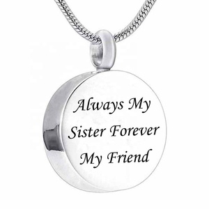 Collier pendentif en acier inoxydable gravé « Toujours ma sœur, pour toujours mon amie » - Urne commémorative - Cœur - Cendres - Souvenir - Bijoux de crémation - Product Image 2
