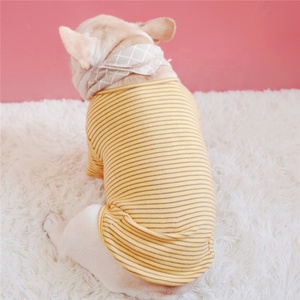 T-shirt rayé en pur coton, vêtement de <span class=keywords><strong>bouledogue</strong></span> français, printemps été 100% - Product Image 3