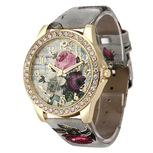 Nuovo Arrivo Più Venduti Vigilanza a Cristallo di Alta Qualità del Fiore delle Donne di Modo Reloj Mujer Boemia Signore Del Rhinestone Vigilanza di Cuoio - Product Image 1