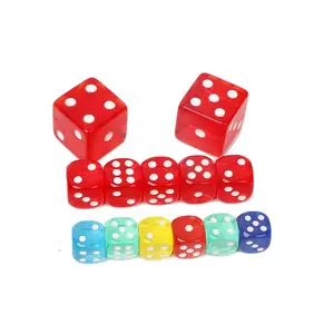 Custom 6 Sided Transparent Dot Dice Plastic Casino Dice Of Different Color