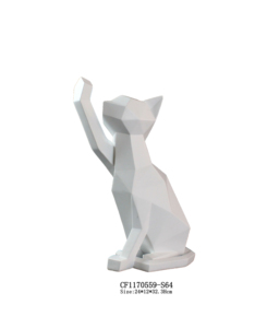 Estilo nórdico blanco estatuilla Animal gatos escultura resina Decoración de casa - Product Image 4