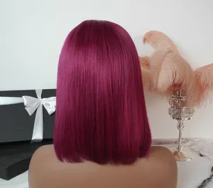 Baoli Rambut Harga Murah Brazilian Asli Rambut Bob Renda Depan Wig dengan Bayi Rambut Afrika Amerika