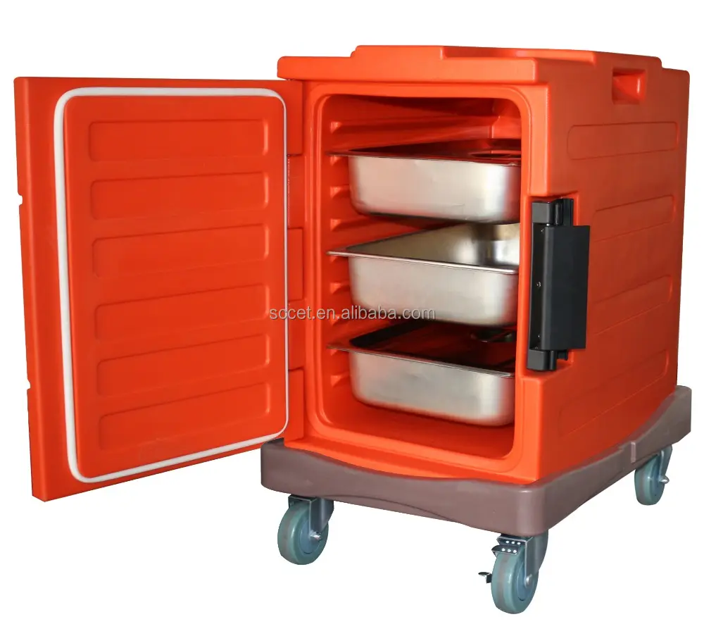 Heated food delivery in catering hot food trolley insulated warm food delivery