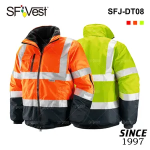 Custom Logo Outdoor Waterproof Winter Jacket High Visibility Reflective Safety Bomber Jacket for Men