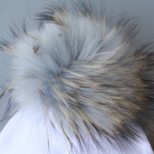 Mode bébé coton chapeaux enfants vraie <span class=keywords><strong>fourrure</strong></span> de raton laveur <span class=keywords><strong>pompon</strong></span> chapeaux doux hiver bonnets - Product Image 3