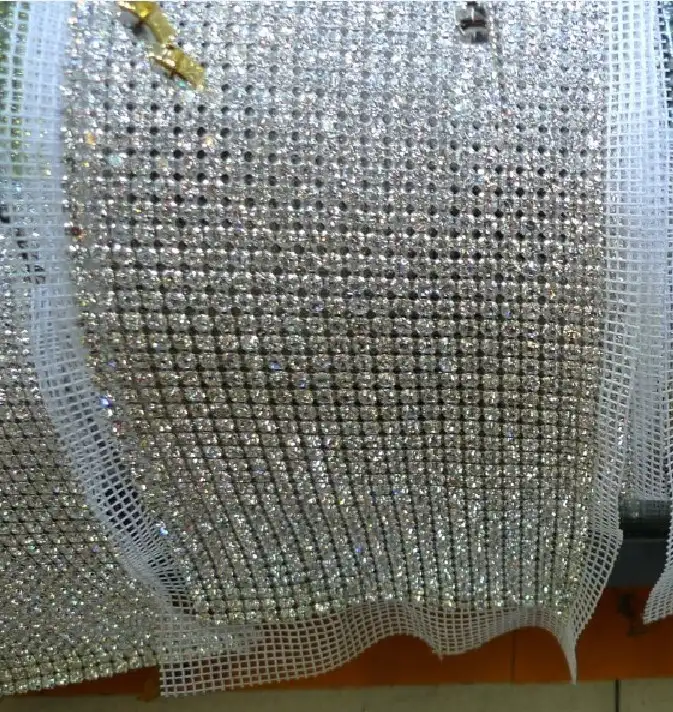 24 rows metal silver base ss16-ss19 crystal rhinestone trimming mesh rolls ,pearl beads trimming mesh band rolls