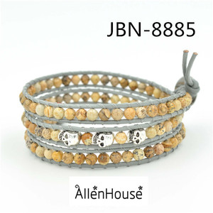 Encantos Del Cráneo Del Metal <span class=keywords><strong>de</strong></span> Cuero <span class=keywords><strong>de</strong></span> cristal <span class=keywords><strong>de</strong></span> ágata Pulsera <span class=keywords><strong>de</strong></span> Múltiples Capas Pulsera Boho temporada <span class=keywords><strong>de</strong></span> Verano - Product Image 6