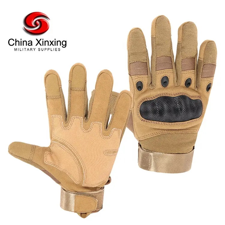 Tactical Gloves Xinxing TG01 Wholesale Army Police Tan Khaki Leather Police PU Military Tactical Gloves