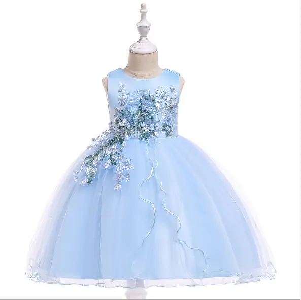 ילדה שמלת דפוס ילדים ילדי שמלת ערב בגדי שמלת Appliqued פרח ילדה מסיבת קטיפה מסיבת שמלה עבור בנות
