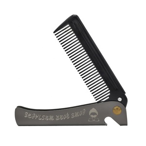 Peine de Bolsillo de Acero Inoxidable, Herramientas para Dar Forma a la Barba para Hombres, Peine Plegable para Barba para Hombres - Product Image 2