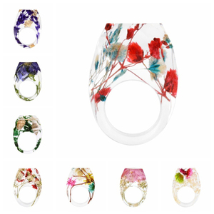 Modische Handgefertigte Getrocknete Blumen Epoxidharz-Ringe Getrocknete Blumen Verlobungsring aus Harz - Product Image 6