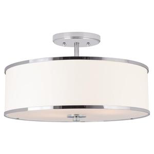 15" Modern <strong>Ceiling</strong> <strong>Light</strong> Semi Flush Mount WITH <strong>White</strong> Drum <strong>Shade</strong> - Product Image 1