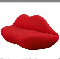 Kain Sofa Gaya Eropa Ruang Tamu Chesterfield Sofa Seksi Menyala Bentuk Bibir Merah