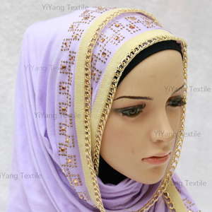 Islamico musulmano Malaysia Indonesia in pizzo floreale semplice strass con perline scialle Hijab per ragazza vestito di moda - Product Image 4