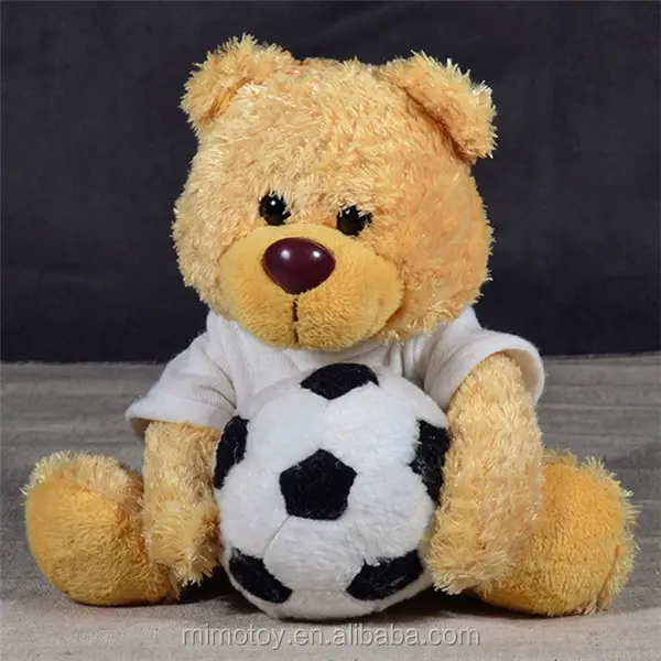 Personalised Custom LOGO Plush Brown Teddy Bear With Football And T shirts Wholesale Cute Soft Stuffed Animal Plush Toy Bear