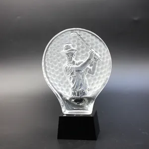 Placa de Troféu de Golfe K9 Crystal Award com tema Great Honor Sports