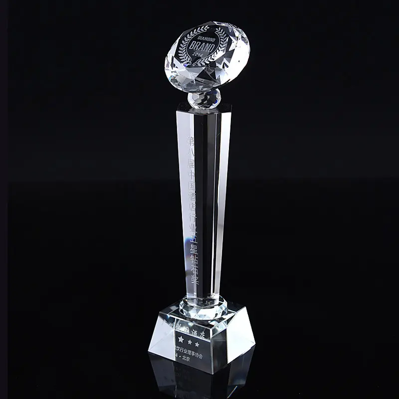 Hot Fashion Diamond Shape Crystal Trophy Crystal Awards For Event Championship Souvenirs