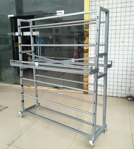 Đôi Mặt Sliver Kim Loại Cho Dệt May Vải Rèm Thảm Kệ Hiển Thị Mẫu Rolls Treo Rug Hiển Thị Kim Loại Rack