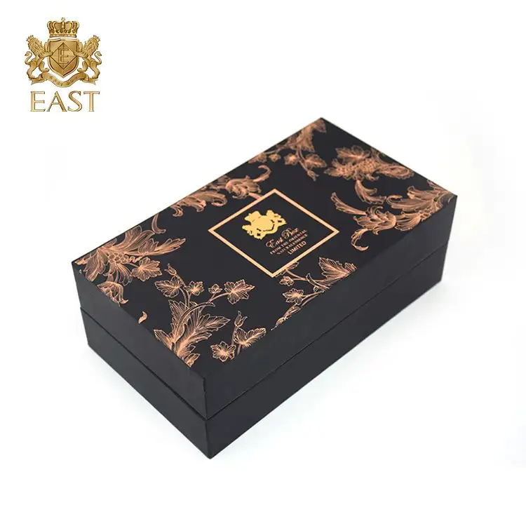 De cosméticos de lujo caja de empaquetado del Perfume de oro logotipo en relieve de Perfume de marca caja para regalo de Ginseng de la caja de regalo