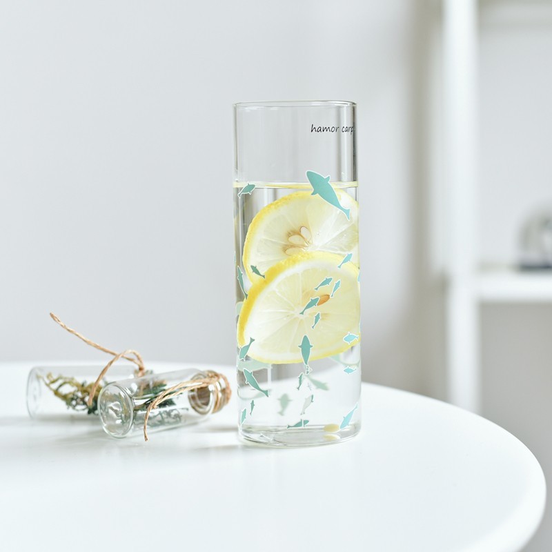 Haonai heat resistant custom printed glass water cup drinking glass