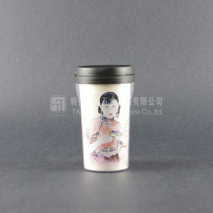 producto de la publicidad de doble pared de plástico taza con tapa - Product Image 1