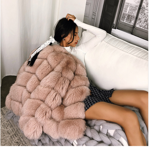 Veste en fourrure de renard véritable sexy pour femme, couleur <span class=keywords><strong>camel</strong></span> clair - Product Image 5